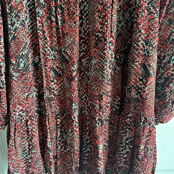 NICHOLAS Devan Gathered Snake-print Crepe Mini Dress In Burgundy - Picture 4 of 11